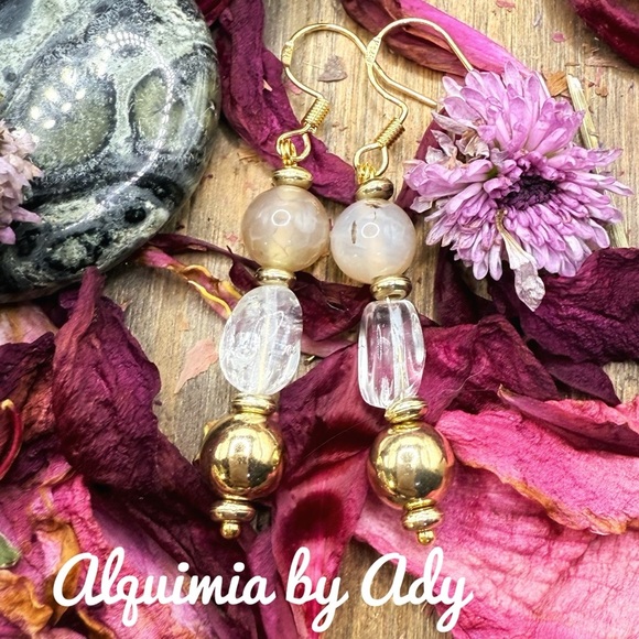 Alquimia Jewelry - Bohemian gold agate earrings